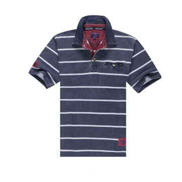 Customized 100% Cotton Stripe Pique Polo Shirt